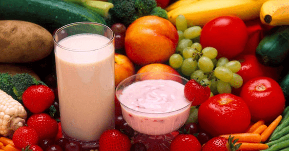 Yoghurt Vegetables and fruits for potency